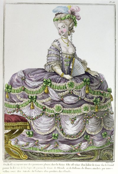 Eine Herzogin am Hof von Ludwig XVI. in einem Kleid mit Paniers, Tafelnummer 161 aus 